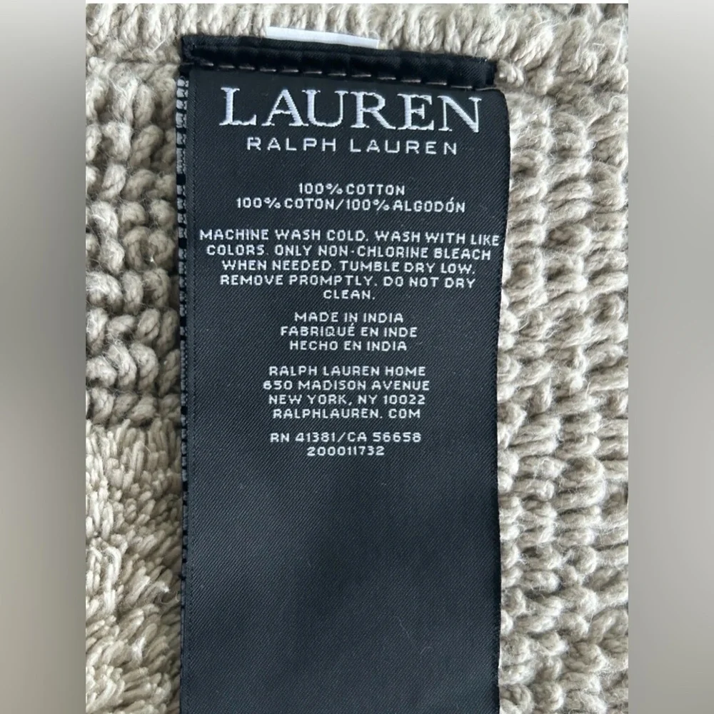 Gorgeous RALPH LAUREN Bath Rug Mat Reversible 100% COTTON Beige Tan
